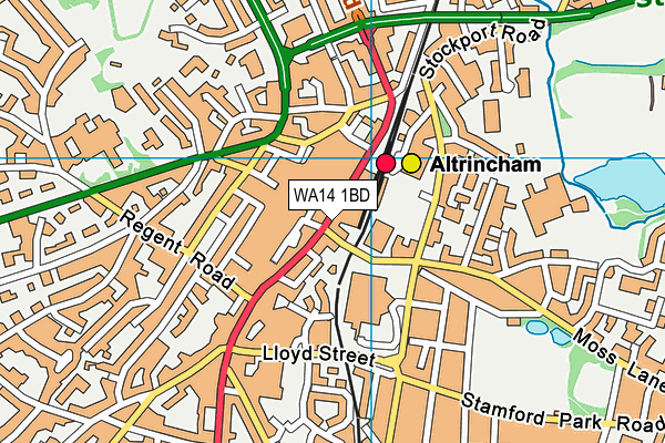 WA14 1BD map - OS VectorMap District (Ordnance Survey)