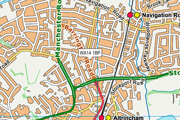 WA14 1BP map - OS VectorMap District (Ordnance Survey) WA14 1BP map - OS VectorMap District (Ordnance Survey)