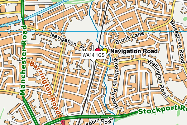 WA14 1GS map - OS VectorMap District (Ordnance Survey)