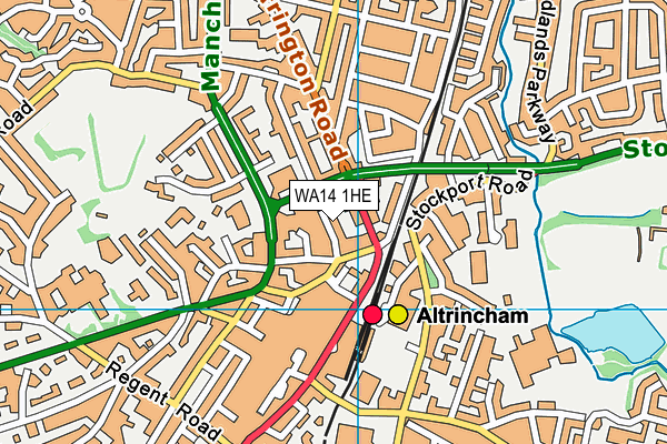 WA14 1HE map - OS VectorMap District (Ordnance Survey) WA14 1HE map - OS VectorMap District (Ordnance Survey)