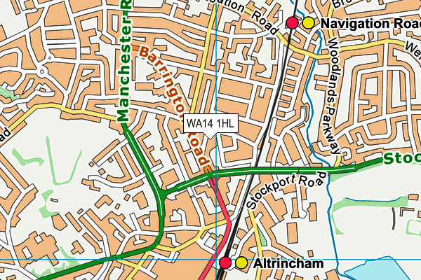 WA14 1HL map - OS VectorMap District (Ordnance Survey)
