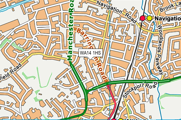 WA14 1HS map - OS VectorMap District (Ordnance Survey)