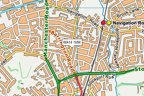 WA14 1HW map - OS VectorMap District (Ordnance Survey) WA14 1HW map - OS VectorMap District (Ordnance Survey)