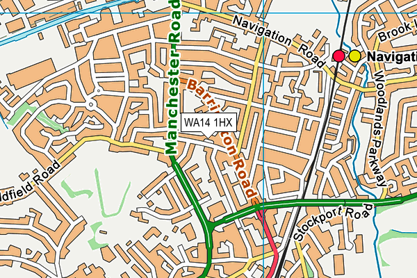 WA14 1HX map - OS VectorMap District (Ordnance Survey) WA14 1HX map - OS VectorMap District (Ordnance Survey)
