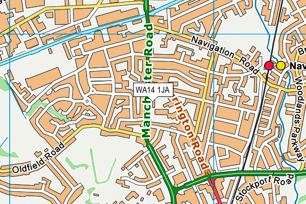 WA14 1JA map - OS VectorMap District (Ordnance Survey)