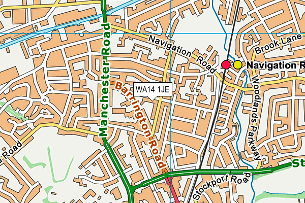WA14 1JE map - OS VectorMap District (Ordnance Survey) WA14 1JE map - OS VectorMap District (Ordnance Survey)