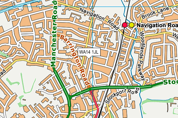 WA14 1JL map - OS VectorMap District (Ordnance Survey) WA14 1JL map - OS VectorMap District (Ordnance Survey)