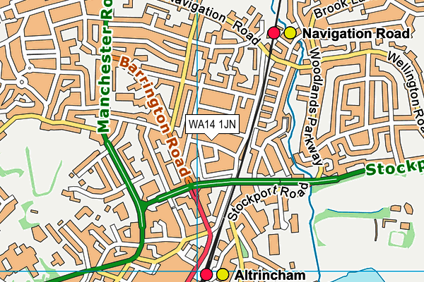 WA14 1JN map - OS VectorMap District (Ordnance Survey) WA14 1JN map - OS VectorMap District (Ordnance Survey)
