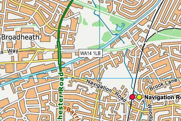 WA14 1LB map - OS VectorMap District (Ordnance Survey)