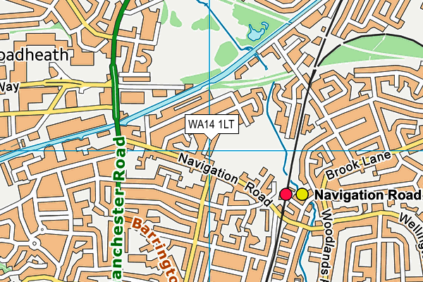 WA14 1LT map - OS VectorMap District (Ordnance Survey) WA14 1LT map - OS VectorMap District (Ordnance Survey)