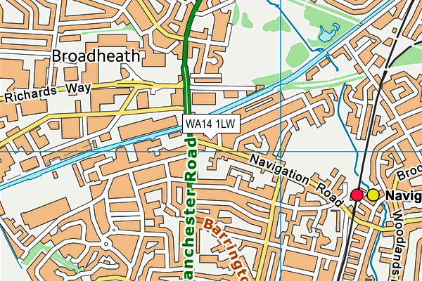 WA14 1LW map - OS VectorMap District (Ordnance Survey) WA14 1LW map - OS VectorMap District (Ordnance Survey)
