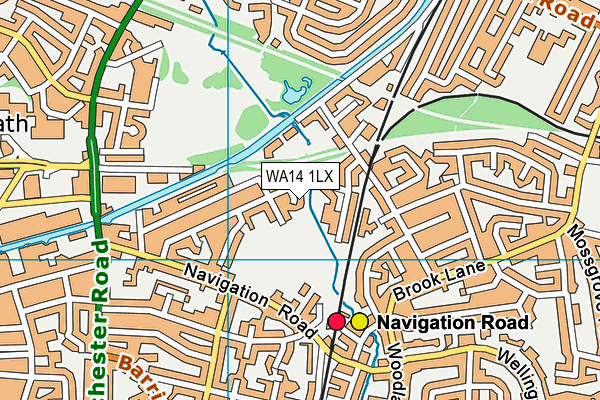 WA14 1LX map - OS VectorMap District (Ordnance Survey) WA14 1LX map - OS VectorMap District (Ordnance Survey)