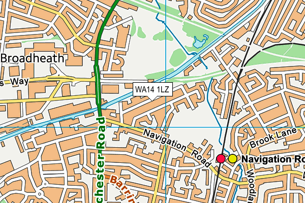 WA14 1LZ map - OS VectorMap District (Ordnance Survey) WA14 1LZ map - OS VectorMap District (Ordnance Survey)