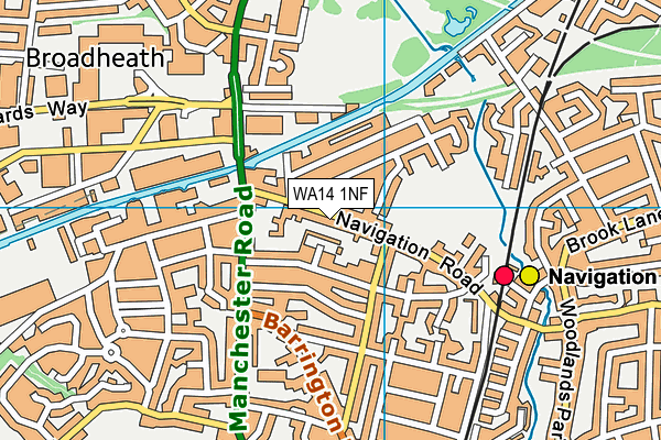 WA14 1NF map - OS VectorMap District (Ordnance Survey) WA14 1NF map - OS VectorMap District (Ordnance Survey)