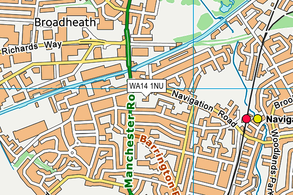 WA14 1NU map - OS VectorMap District (Ordnance Survey)