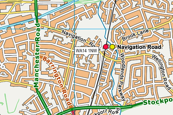 WA14 1NW map - OS VectorMap District (Ordnance Survey) WA14 1NW map - OS VectorMap District (Ordnance Survey)