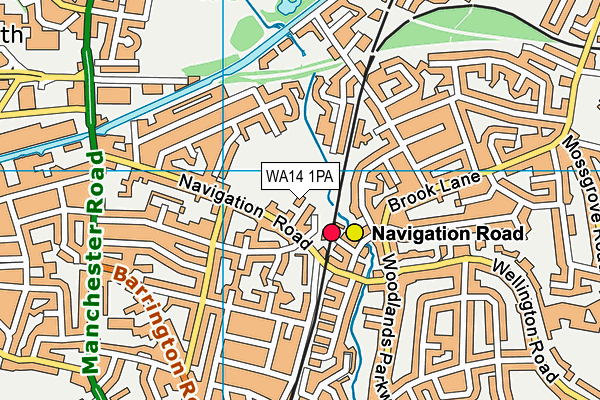 WA14 1PA map - OS VectorMap District (Ordnance Survey) WA14 1PA map - OS VectorMap District (Ordnance Survey)