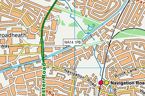 WA14 1PB map - OS VectorMap District (Ordnance Survey) WA14 1PB map - OS VectorMap District (Ordnance Survey)