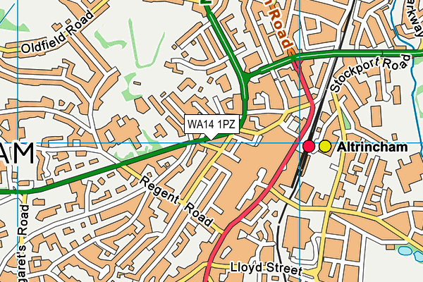WA14 1PZ map - OS VectorMap District (Ordnance Survey) WA14 1PZ map - OS VectorMap District (Ordnance Survey)