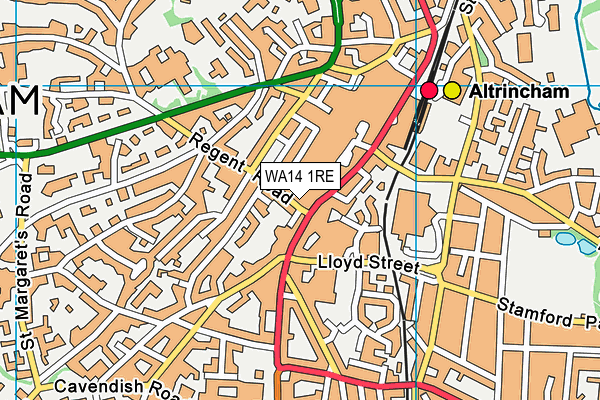 WA14 1RE map - OS VectorMap District (Ordnance Survey) WA14 1RE map - OS VectorMap District (Ordnance Survey)
