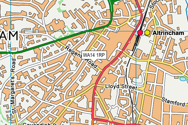WA14 1RP map - OS VectorMap District (Ordnance Survey) WA14 1RP map - OS VectorMap District (Ordnance Survey)