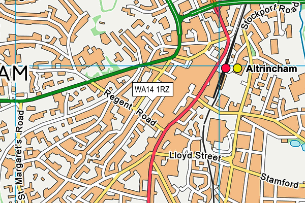 WA14 1RZ map - OS VectorMap District (Ordnance Survey) WA14 1RZ map - OS VectorMap District (Ordnance Survey)