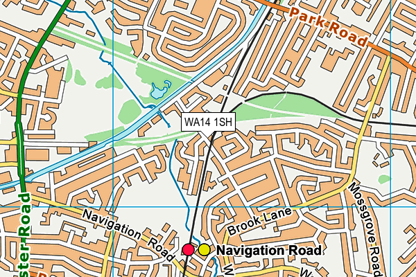 WA14 1SH map - OS VectorMap District (Ordnance Survey) WA14 1SH map - OS VectorMap District (Ordnance Survey)