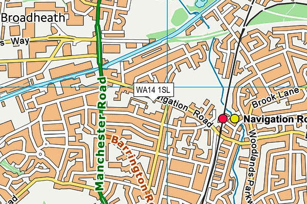 WA14 1SL map - OS VectorMap District (Ordnance Survey) WA14 1SL map - OS VectorMap District (Ordnance Survey)
