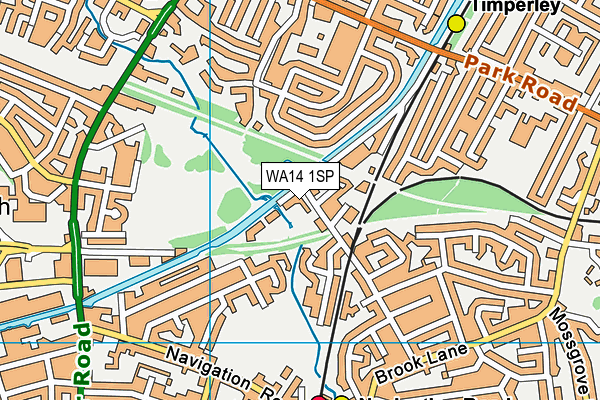 WA14 1SP map - OS VectorMap District (Ordnance Survey) WA14 1SP map - OS VectorMap District (Ordnance Survey)