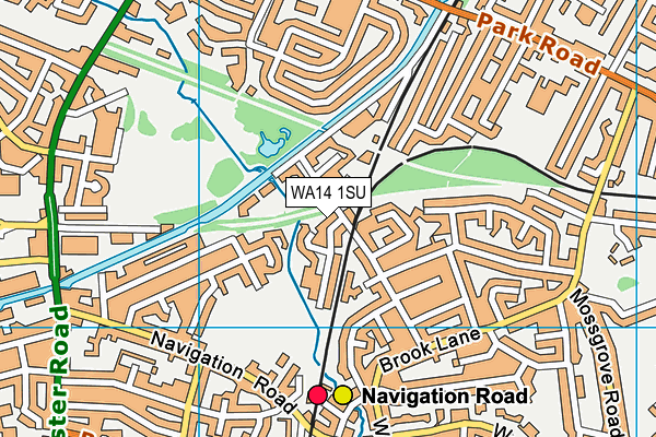WA14 1SU map - OS VectorMap District (Ordnance Survey) WA14 1SU map - OS VectorMap District (Ordnance Survey)