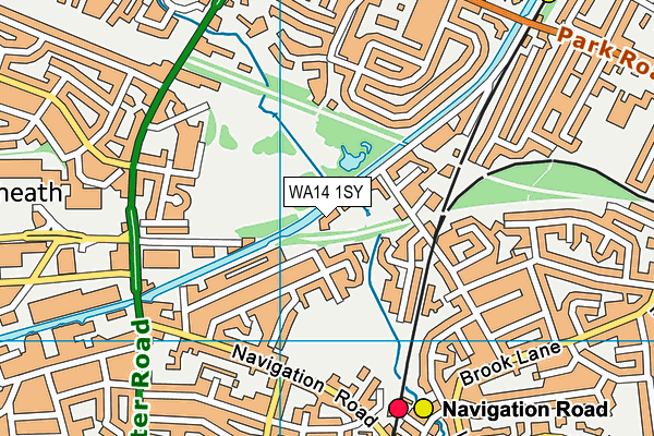 WA14 1SY map - OS VectorMap District (Ordnance Survey) WA14 1SY map - OS VectorMap District (Ordnance Survey)
