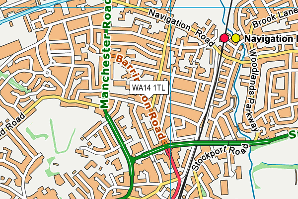 WA14 1TL map - OS VectorMap District (Ordnance Survey) WA14 1TL map - OS VectorMap District (Ordnance Survey)