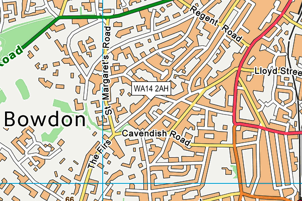 WA14 2AH map - OS VectorMap District (Ordnance Survey) WA14 2AH map - OS VectorMap District (Ordnance Survey)