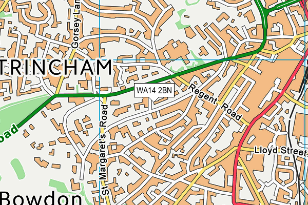 WA14 2BN map - OS VectorMap District (Ordnance Survey)