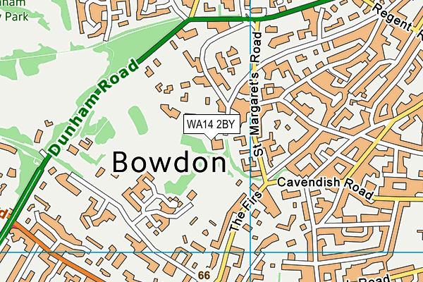 WA14 2BY map - OS VectorMap District (Ordnance Survey) WA14 2BY map - OS VectorMap District (Ordnance Survey)