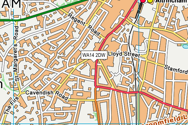 WA14 2DW map - OS VectorMap District (Ordnance Survey) WA14 2DW map - OS VectorMap District (Ordnance Survey)