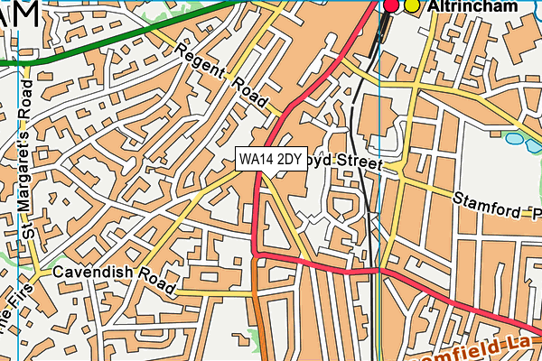 WA14 2DY map - OS VectorMap District (Ordnance Survey) WA14 2DY map - OS VectorMap District (Ordnance Survey)