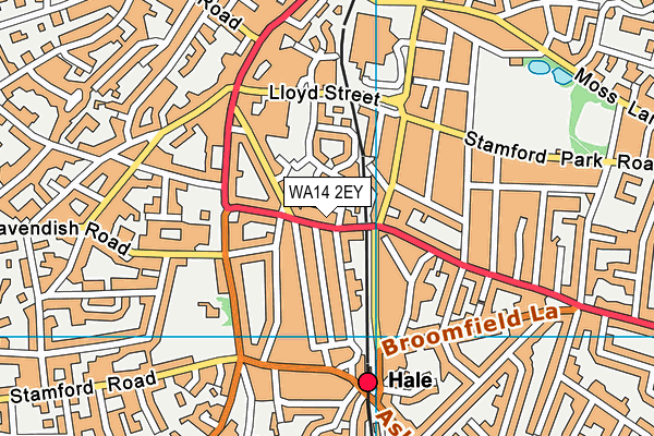 WA14 2EY map - OS VectorMap District (Ordnance Survey) WA14 2EY map - OS VectorMap District (Ordnance Survey)