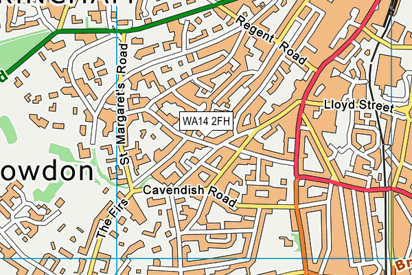 WA14 2FH map - OS VectorMap District (Ordnance Survey) WA14 2FH map - OS VectorMap District (Ordnance Survey)
