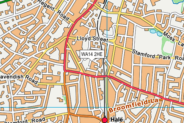 WA14 2HE map - OS VectorMap District (Ordnance Survey) WA14 2HE map - OS VectorMap District (Ordnance Survey)