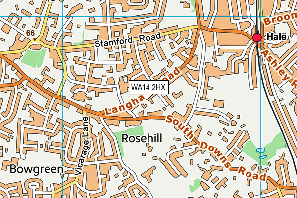WA14 2HX map - OS VectorMap District (Ordnance Survey) WA14 2HX map - OS VectorMap District (Ordnance Survey)