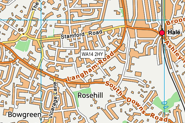 WA14 2HY map - OS VectorMap District (Ordnance Survey)