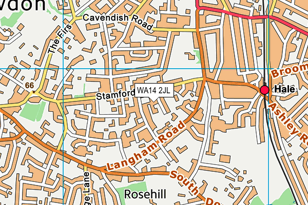 WA14 2JL map - OS VectorMap District (Ordnance Survey) WA14 2JL map - OS VectorMap District (Ordnance Survey)