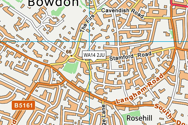 WA14 2JU map - OS VectorMap District (Ordnance Survey) WA14 2JU map - OS VectorMap District (Ordnance Survey)