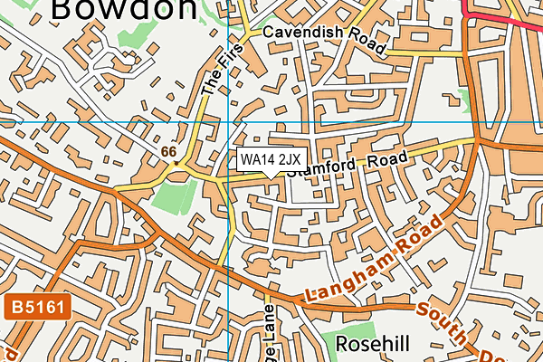 WA14 2JX map - OS VectorMap District (Ordnance Survey) WA14 2JX map - OS VectorMap District (Ordnance Survey)