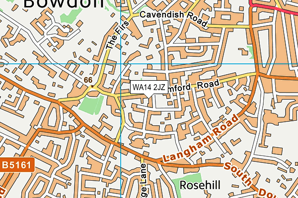 WA14 2JZ map - OS VectorMap District (Ordnance Survey) WA14 2JZ map - OS VectorMap District (Ordnance Survey)