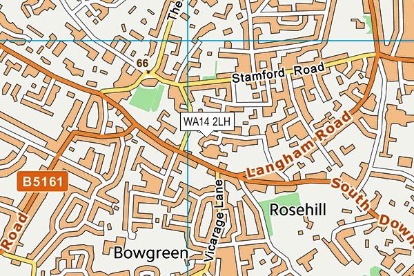 WA14 2LH map - OS VectorMap District (Ordnance Survey) WA14 2LH map - OS VectorMap District (Ordnance Survey)