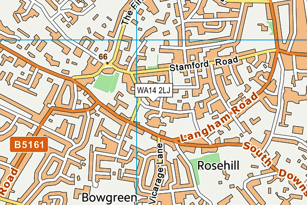WA14 2LJ map - OS VectorMap District (Ordnance Survey) WA14 2LJ map - OS VectorMap District (Ordnance Survey)