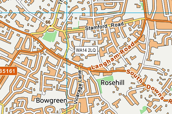 WA14 2LQ map - OS VectorMap District (Ordnance Survey) WA14 2LQ map - OS VectorMap District (Ordnance Survey)