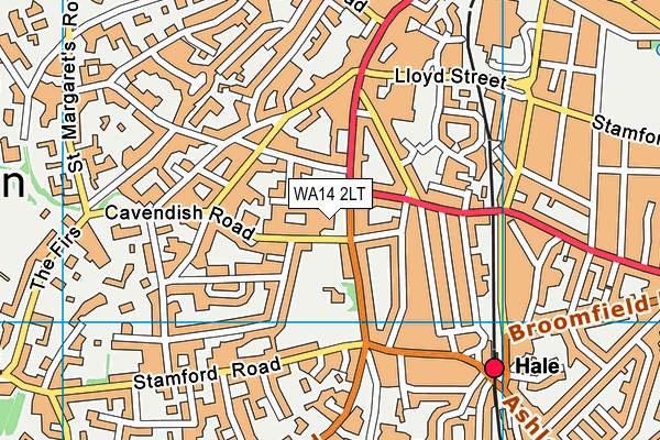 WA14 2LT map - OS VectorMap District (Ordnance Survey)